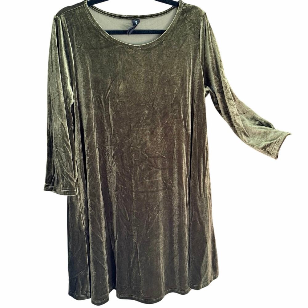 Agnes & Dora Olive Green Velvet Dress XXL Long Sleeve Stretch witchy whimsigoth